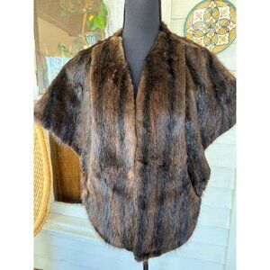 Vintage 40's Dark Brown Mink Fur Stole Cape Wrap